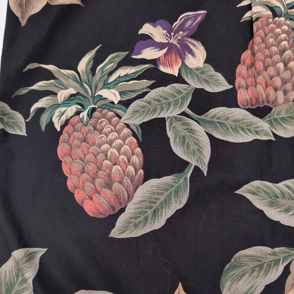 VTG Chaps Ralph Lauren Hawaiian Shirt Mens Size L Black Floral Aloha Button Down - Picture 9 of 13